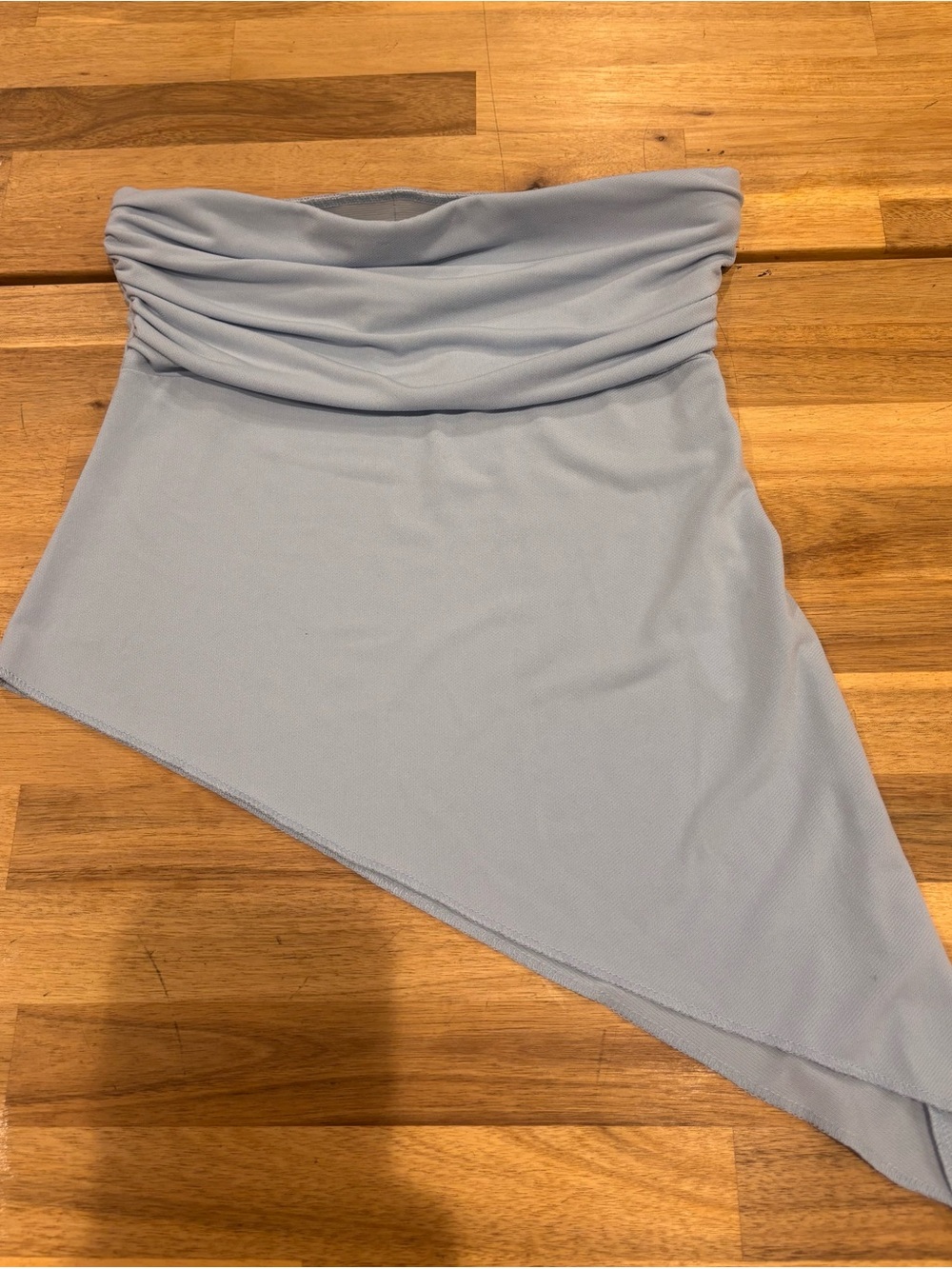 Urban Outfitters Light Blue Asymmetrical Strapless Shirt SZ XS.